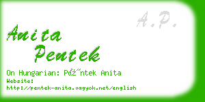 anita pentek business card